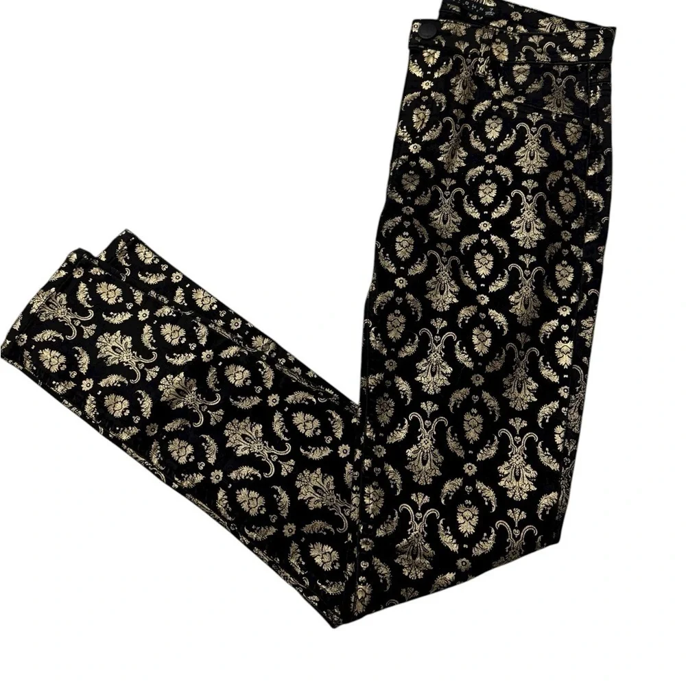 TINSELTOWN Brocade Skinny Jeans Gold Foil Size 7